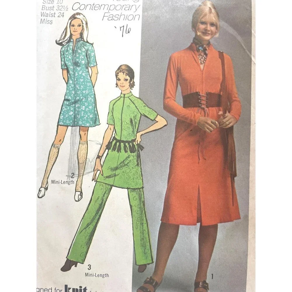 Simplicity Sewing Pattern 9155 Pants Dress KNITS Misses‎ Size 10